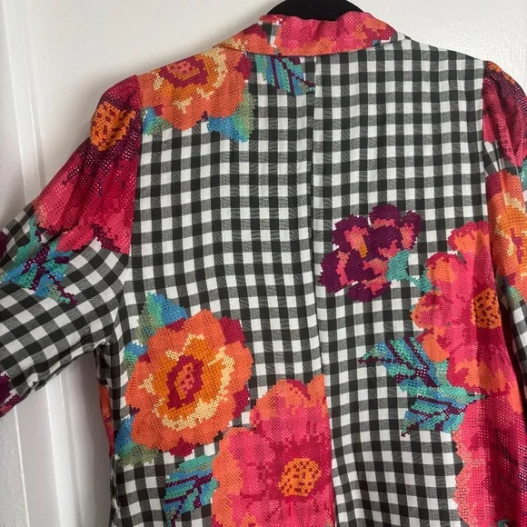 Farm Rio for Anthropologie Floral Gingham Wrap Dress NWT - Size M